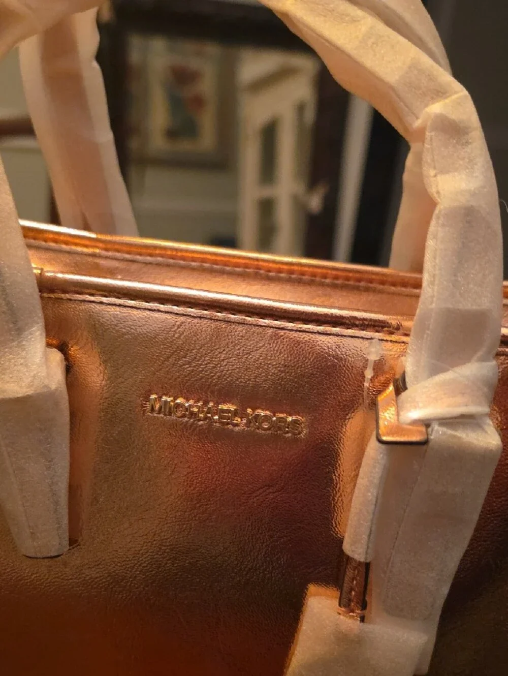 Michael Kors Metallic Rose Gold Leather Tote